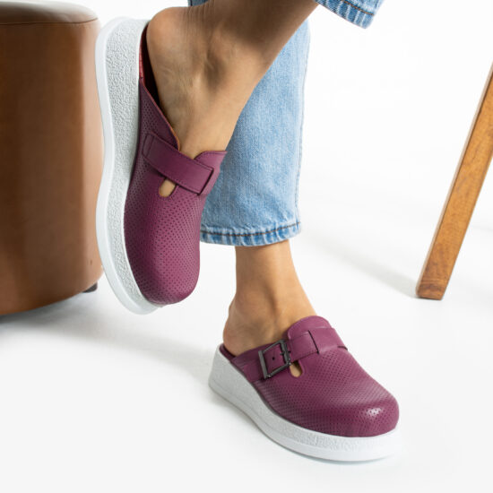 Zuecos de trabajo rojos de piel cómodos y antideslizantes | TUASOLEA