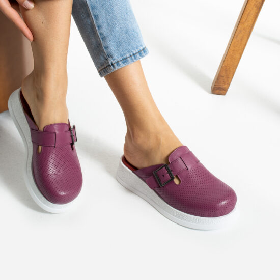 Zuecos de trabajo rojos de piel cómodos y antideslizantes | TUASOLEA