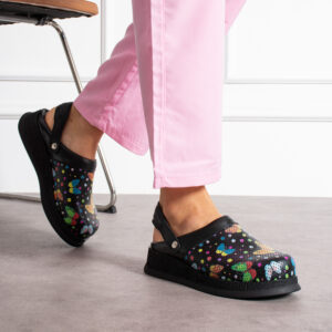 Zuecos de piel estampados antideslizantes con tira trasera Zuecos sanitarios mujer Estampados