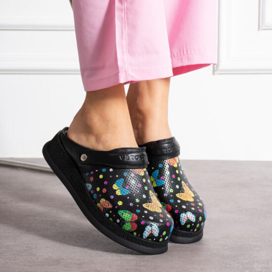 Zuecos de piel estampados antideslizantes con tira trasera | TUASOLEA