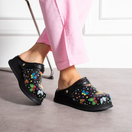 Zuecos de piel estampados antideslizantes con tira trasera | TUASOLEA