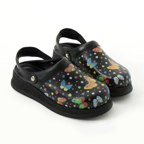 Zuecos de piel estampados antideslizantes con tira trasera | TUASOLEA