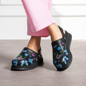 Zuecos de piel estampados antideslizantes con tira trasera Zuecos sanitarios mujer Estampados