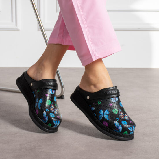 Zuecos de piel estampados antideslizantes con tira trasera | TUASOLEA