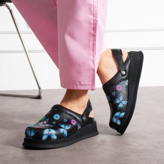 Zuecos de piel estampados antideslizantes con tira trasera | TUASOLEA