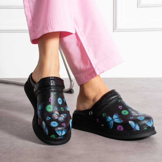 Zuecos de piel estampados antideslizantes con tira trasera | TUASOLEA