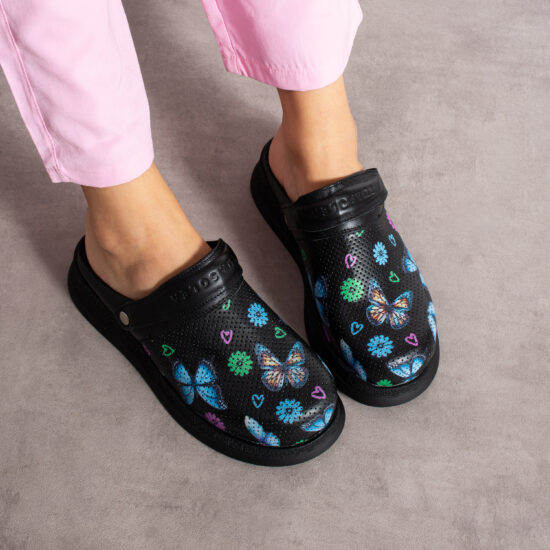 Zuecos de piel estampados antideslizantes con tira trasera | TUASOLEA