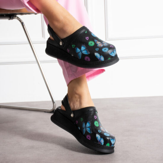 Zuecos de piel estampados antideslizantes con tira trasera | TUASOLEA