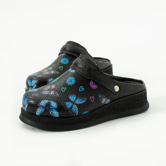 Zuecos de piel estampados antideslizantes con tira trasera | TUASOLEA