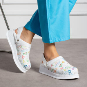 Zuecos cómodos de piel con tira trasera para maestras Zuecos sanitarios mujer Maestras y guarderías