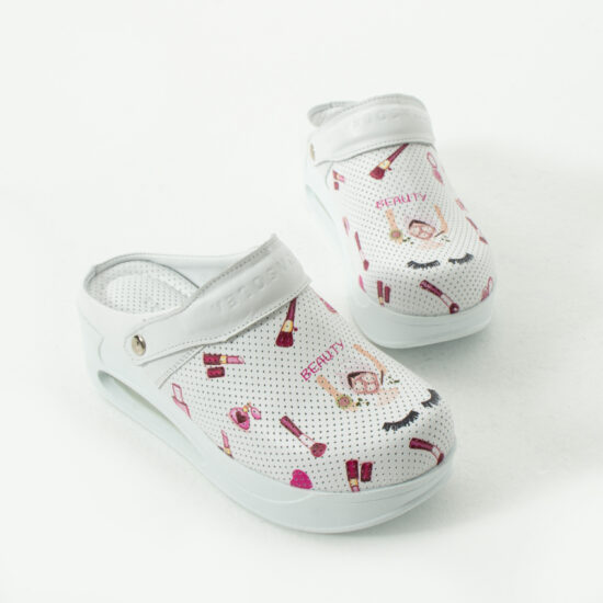 Zuecos de trabajo de piel con plataforma y tira trasera para esteticistas | TUASOLEA