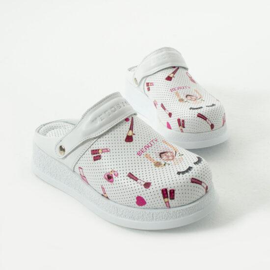 Zuecos de trabajo para esteticistas antideslizantes de piel con tira trasera | TUASOLEA