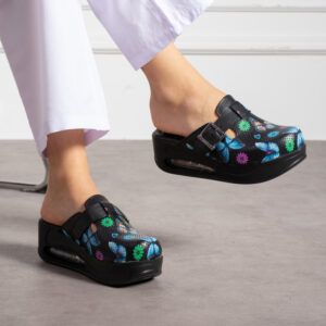 Zuecos de trabajo de piel para mujer con plataforma Zuecos con plataforma mujer Estampados