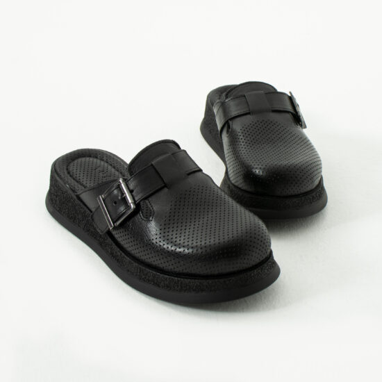 Zuecos de trabajo negros de piel cómodos y antideslizantes | TUASOLEA