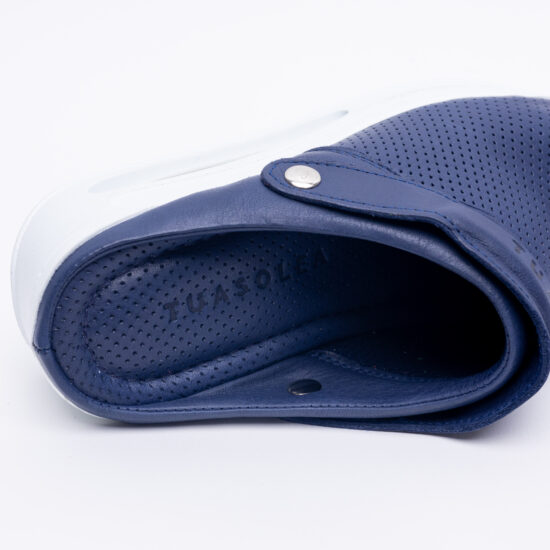 Zuecos de trabajo azules de piel con plataforma | TUASOLEA