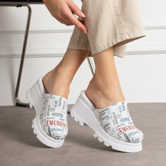 Zuecos sanitarios de piel con cuña para mujer | TUASOLEA