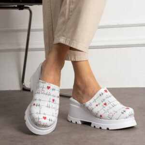 Zuecos sanitarios de piel con cuña para mujer Zuecos con plataforma mujer Sanitarios