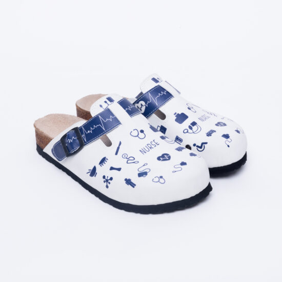 Alternative view of Zuecos planos blancos de enfermera con hebilla