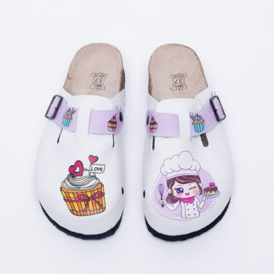 Zuecos planos blancos de cocina con hebilla Zuecos planos trabajo mujer Zapatos de cocina 17