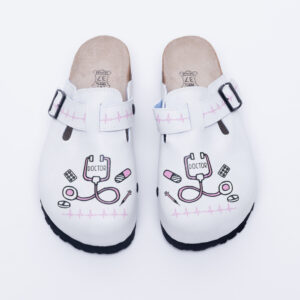 Zuecos sanitarios planos blancos para médicos Zuecos planos mujer Sanitarios