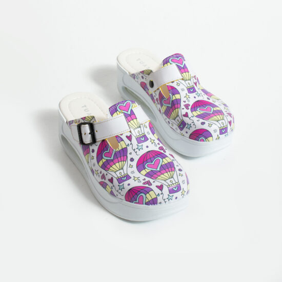 Alternative view of Zuecos anatómicos con plataforma y diseño colorido para mujer