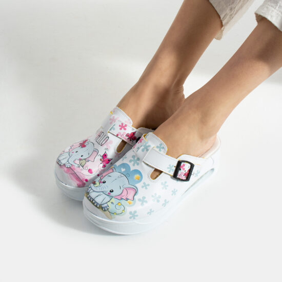 Zuecos anatómicos con plataforma y diseño colorido para mujer Zuecos sanitarios mujer con plataforma Zuecos con dibujos 17
