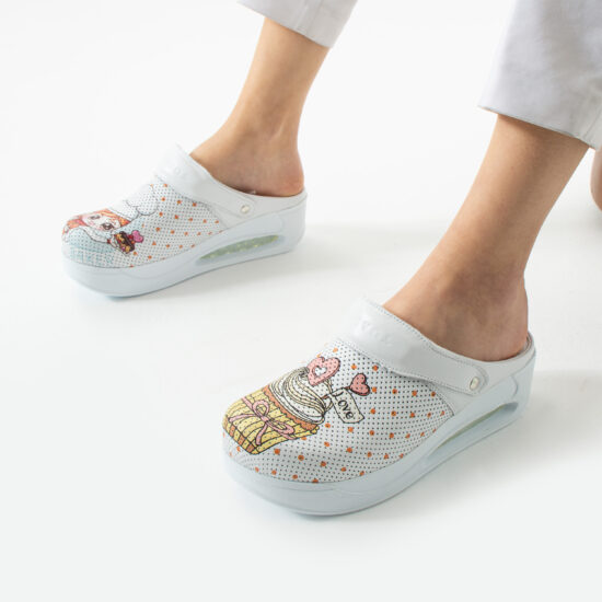 Zuecos de trabajo de piel con plataforma y tira trasera para cocina | TUASOLEA