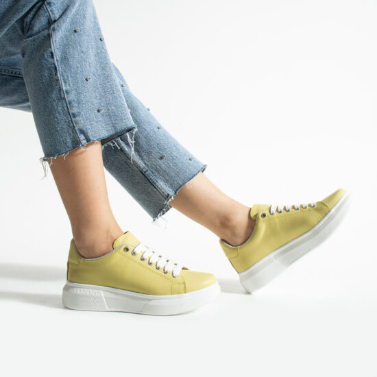 Zapatillas amarillas casual de piel para mujer | TUASOLEA