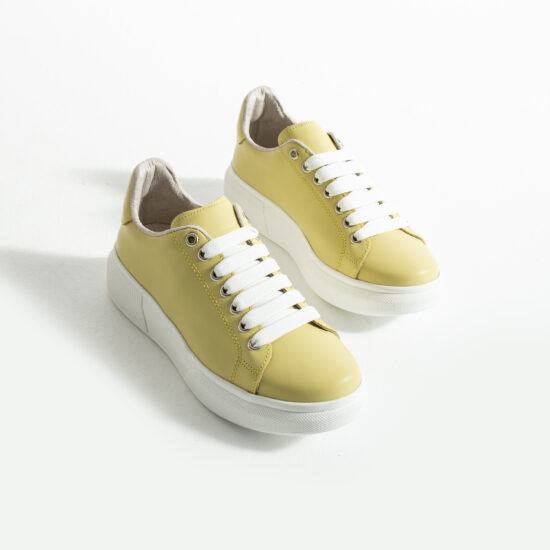 Zapatillas amarillas casual de piel para mujer | TUASOLEA