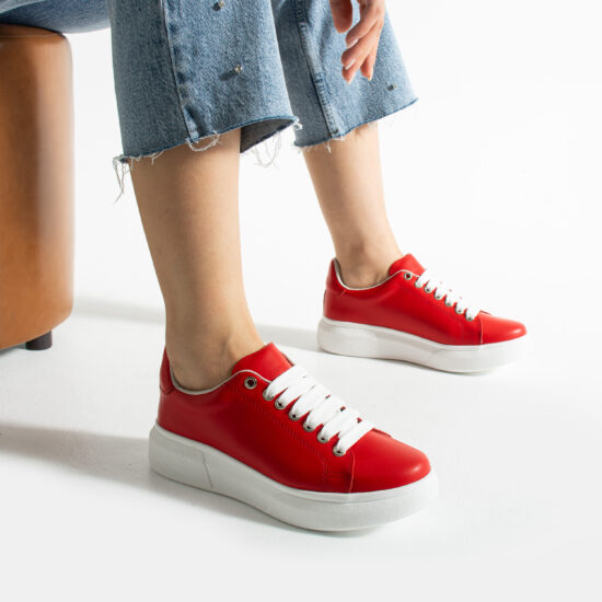 Zapatillas rojas casual de piel para mujer | TUASOLEA