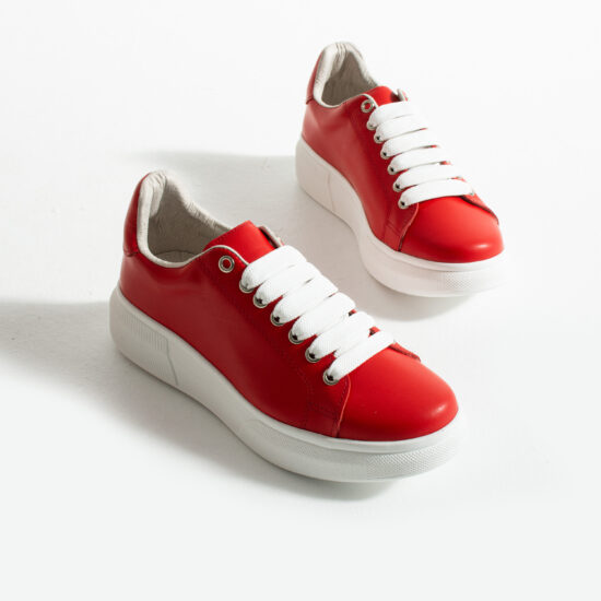 Zapatillas rojas casual de piel para mujer | TUASOLEA