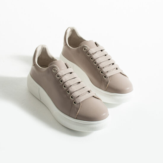 Zapatillas taupe casual de piel para mujer | TUASOLEA