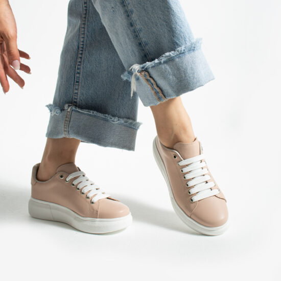 Zapatillas nude casual de piel para mujer | TUASOLEA