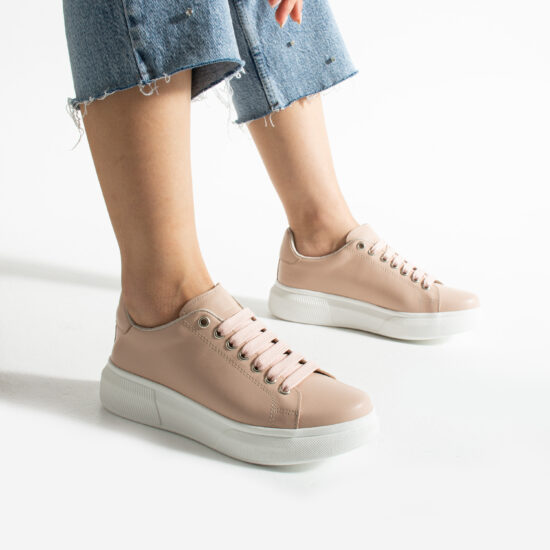 Zapatillas nude casual de piel para mujer | TUASOLEA