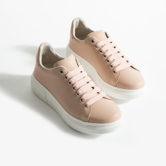 Zapatillas nude casual de piel para mujer | TUASOLEA