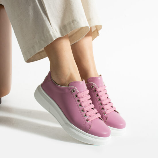 Zapatillas rosas intensas casual de piel para mujer Zapatillas mujer 17