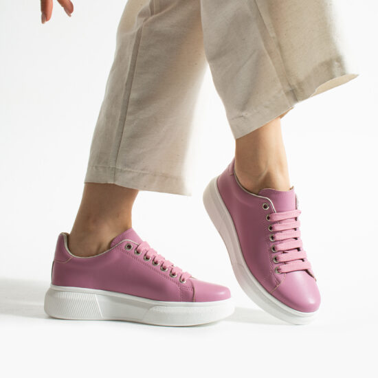 Zapatillas rosas intensas casual de piel para mujer | TUASOLEA