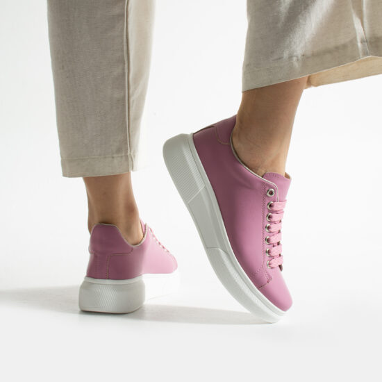 Zapatillas rosas intensas casual de piel para mujer | TUASOLEA