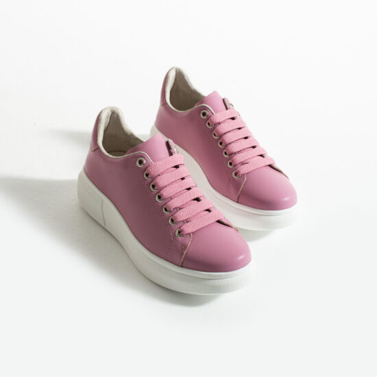 Zapatillas rosas intensas casual de piel para mujer | TUASOLEA