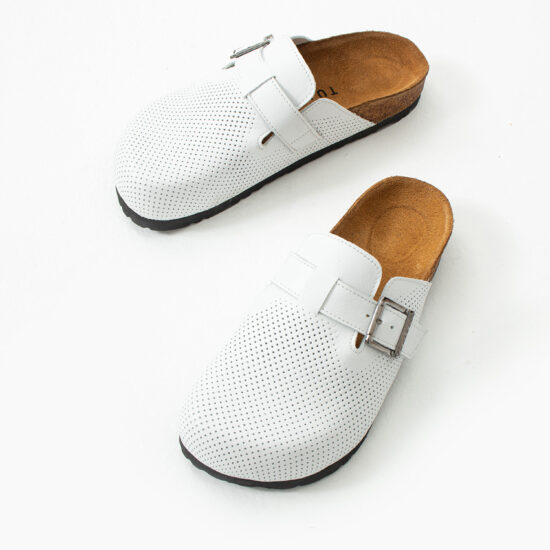 Zuecos sanitarios planos de piel para mujer | TUASOLEA