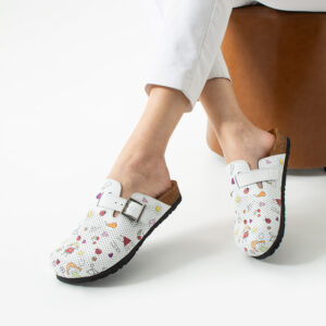 Zuecos sanitarios planos de piel para maestras Zuecos planos mujer Maestras y guarderías