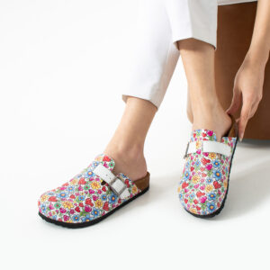 Zuecos planos de piel para mujer con diseño colorido Zuecos con dibujos Estampados