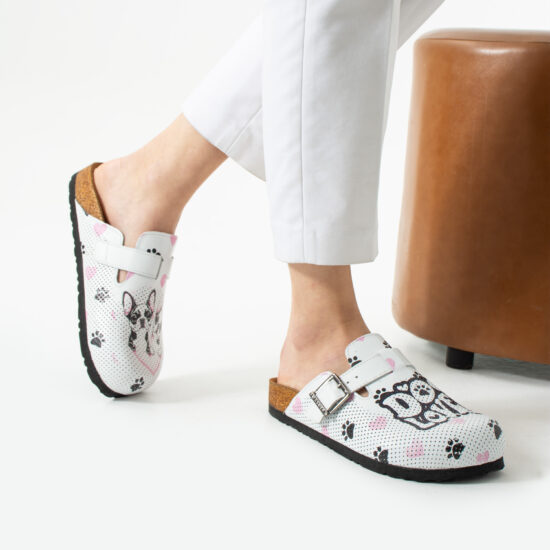 Zuecos planos de piel para mujer con diseño colorido | TUASOLEA