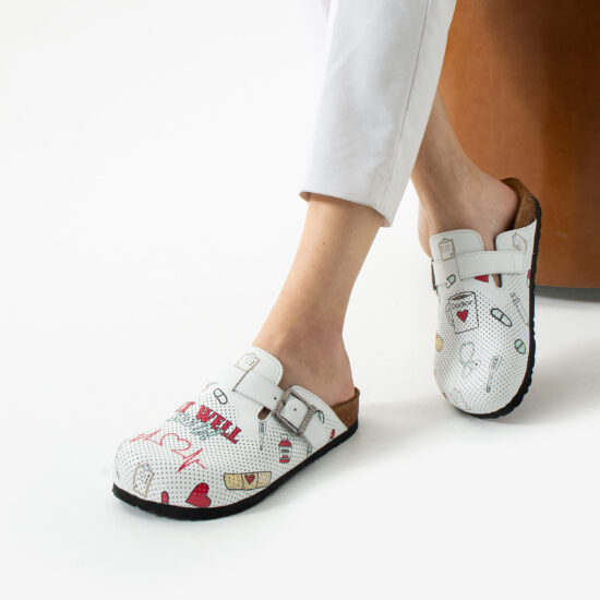 Zuecos sanitarios planos de piel para mujer Zuecos planos trabajo mujer Zuecos sanitario 17