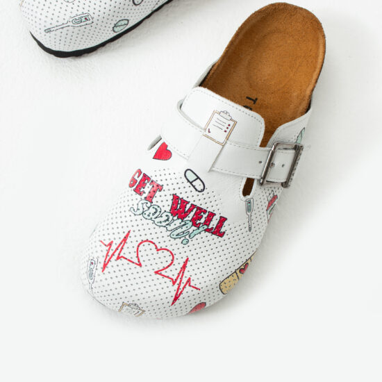 Zuecos sanitarios planos de piel para mujer | TUASOLEA