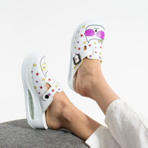 Zuecos de trabajo con plataforma y diseño colorido Zuecos con plataforma mujer Estampados