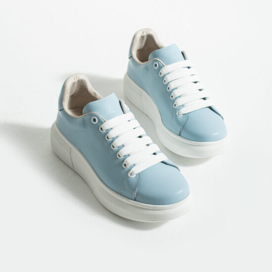 Zapatillas azules casual de piel para mujer | TUASOLEA