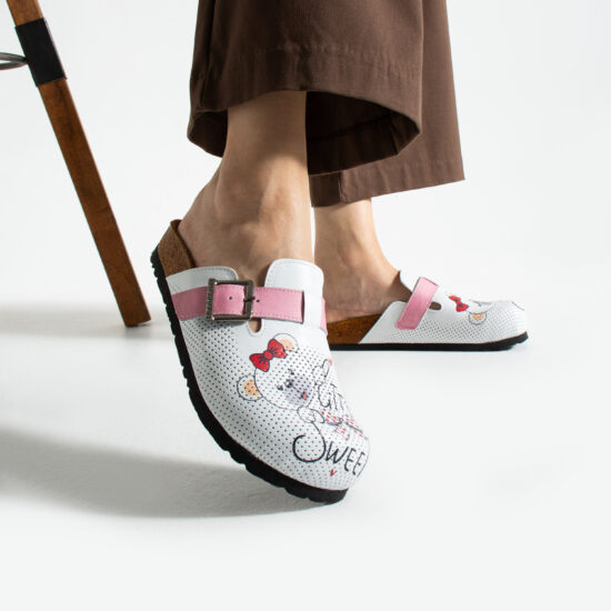 Zuecos planos cómodos para mujer con dibujos de piel natural | TUASOLEA