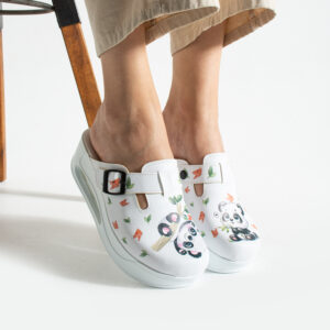 Zuecos de trabajo con plataforma y diseño colorido Zuecos con plataforma mujer Estampados