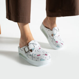 Zuecos de trabajo de piel con plataforma para dentistas Zuecos con plataforma mujer Dentistas